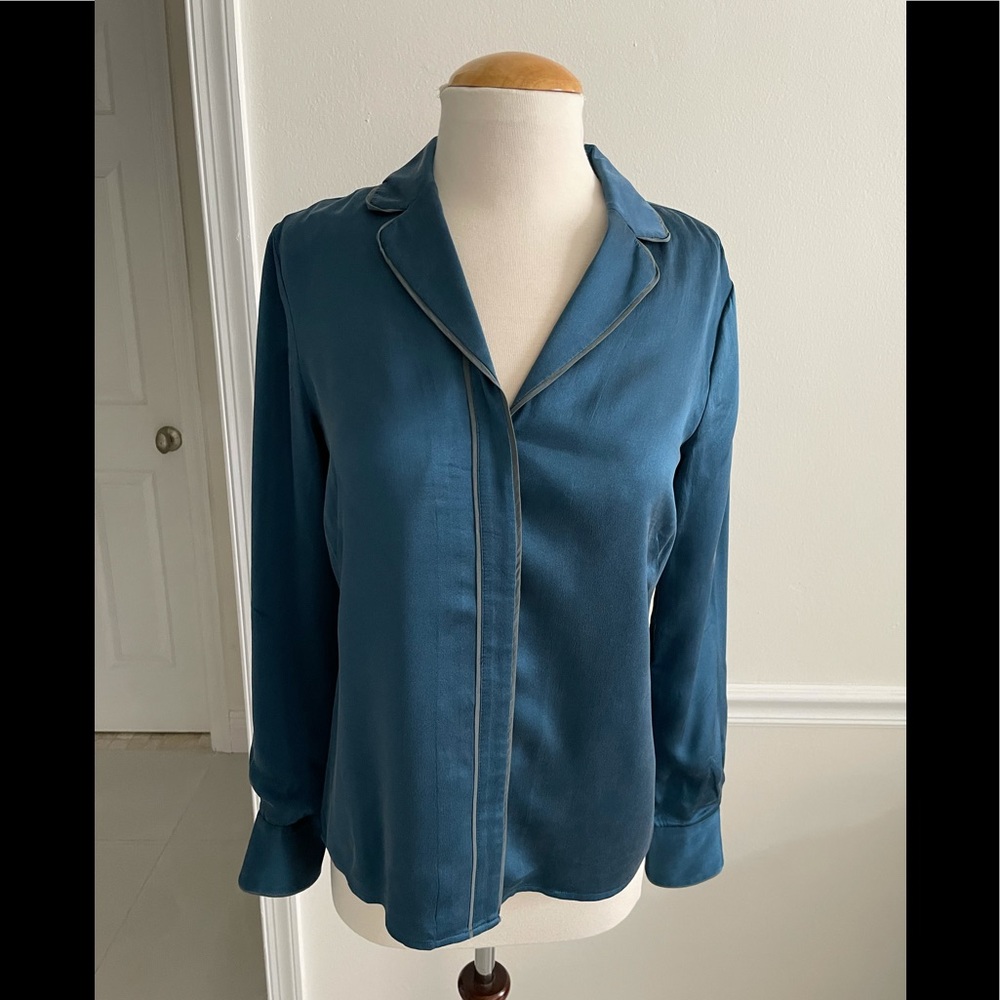 Brooks Brothers NWOT Teal Sz 4 Pristine & Gorgeous Silk Top